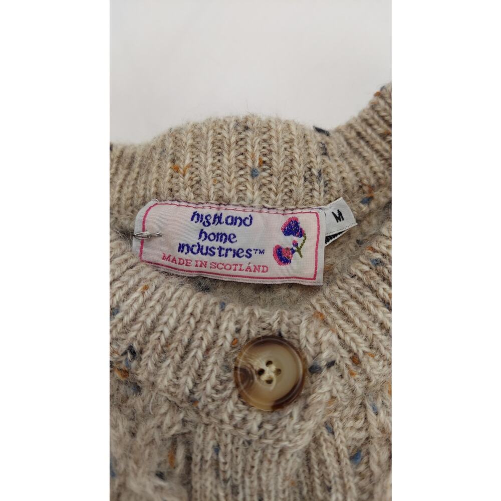 Vintage Highland Home Industries Scotland Wool Fisherman Cardigan Aran Knit M - Picture 11 of 12